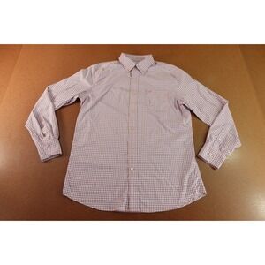 Southern Tide Mens Medium Orange Blue Plaid Logo Button Down Intercoastal Shirt